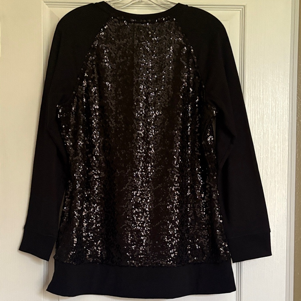 Isaac Mizrahi Black Sequin long sleeve‎ M